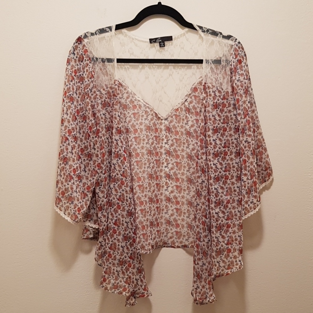 EUC C. Luce Floral Chiffon and Lace Kimono